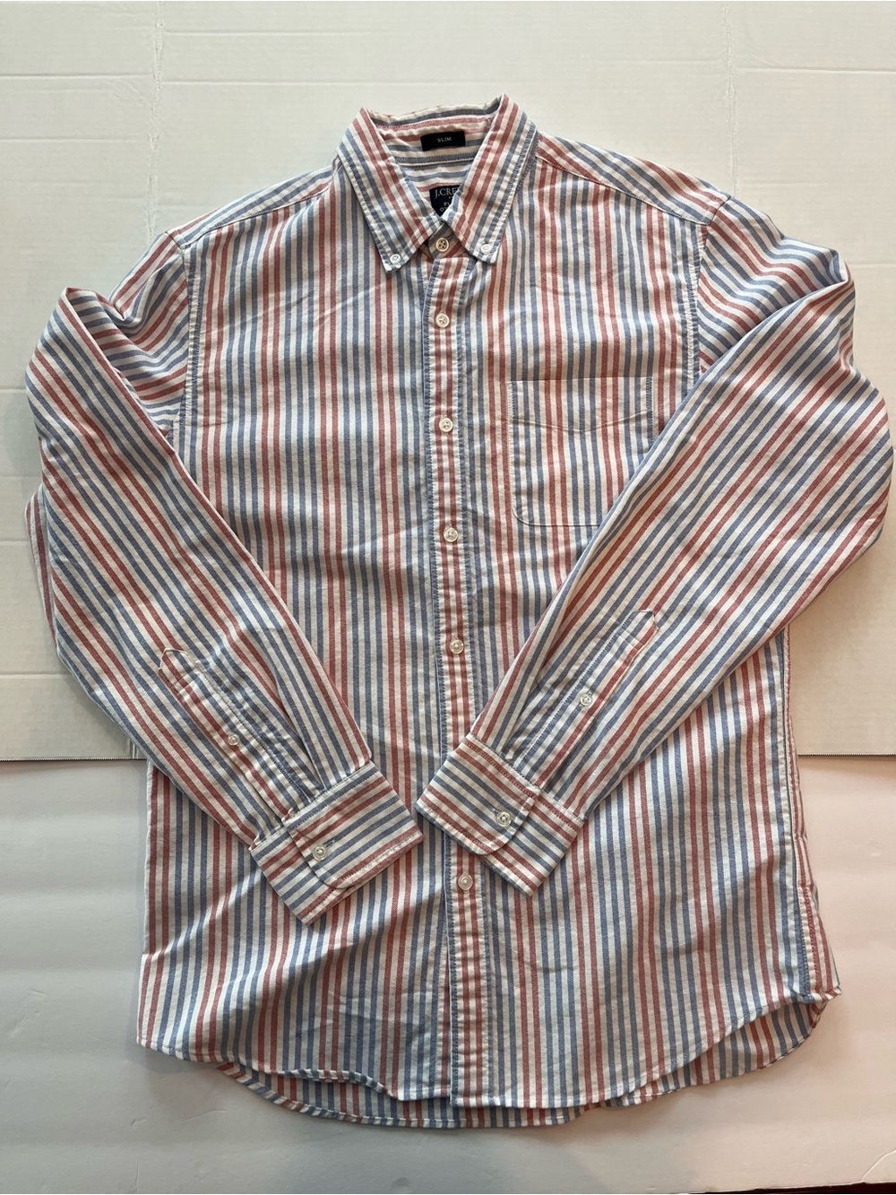 J. Crew Factory Red & Blue Vertical Stripe Button-Down Shirt
